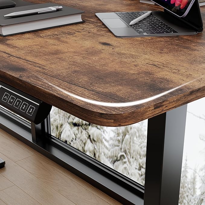 Monomi Electric Standing Desk, 71 x 31.5 inches Height Adjustable, Ergonomic Home Office Sit Stand Up Desk with Memory Preset Controller (Rustic Brown Top/Black Frame)