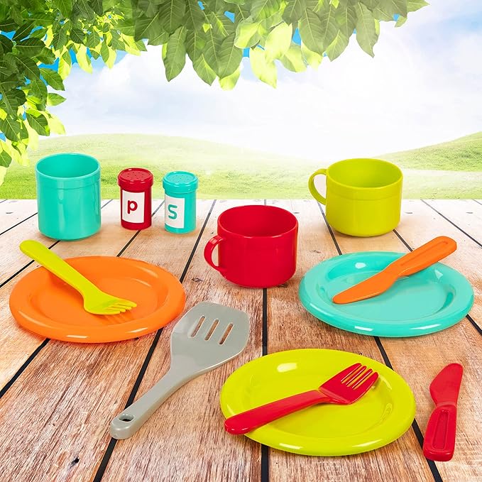 Battat – Toy Kitchen Set – 71Pc Pretend Cooking Accessories – 4 Table Settings & Cutlery – Dishwasher Safe & Worry-Free – 2 Years + – Deluxe Kitchen Playset