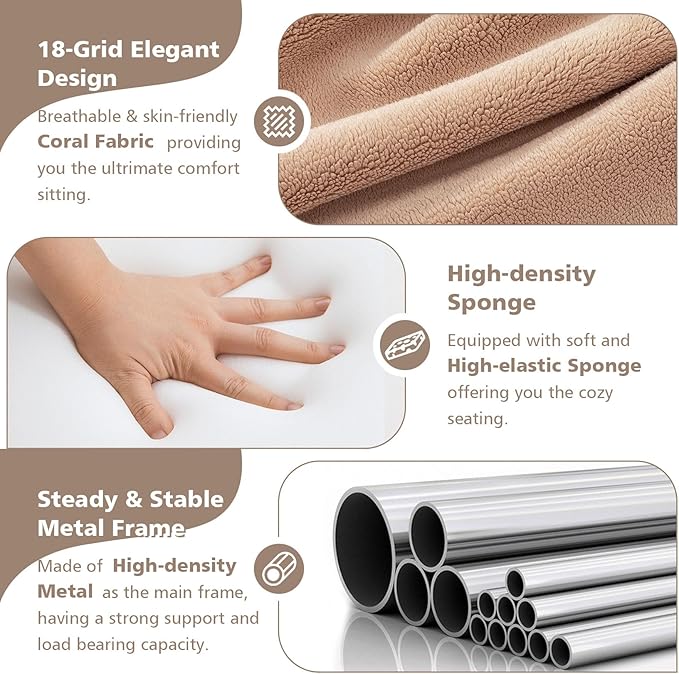 Folding Floor Chair 14-Position Cushioned Adjustable Floor Lazy Sofa Chair w/Breathable Cotton & Skin-Friendly Flannel for Adults & Kids Ideal for Reading Meditating, Camel