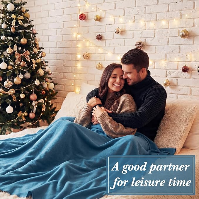 Buryeah 10 Pcs Fleece Blanket Bulk Soft Warm Blankets Cozy Fleece Lightweight Throw Blankets Plush Pet Throw Blanket for Home Bed Sofa Office Wedding Gifts Travel(50" X 60",Foggy Blue)