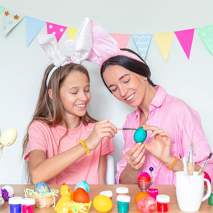 Lesnala 48 PCS Easter Rubber Wristband Theme Party Silicone Bracelet for Kids Teens Women Men Gifts Holiday Accessories Basket Stuffers Supplies