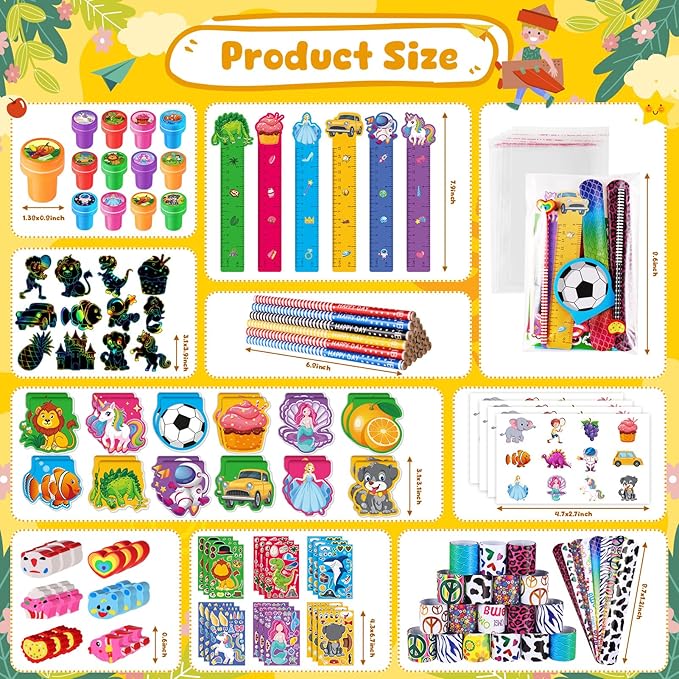 BenLouis 240Pcs Kids' Party Favors Sets Stampers Pencils Stickers School Stationery Bulk for Kids 4-8-12 Classroom Birthday Candy Goodie Bags Pinata Stuffers Rewards Gifts Supplies