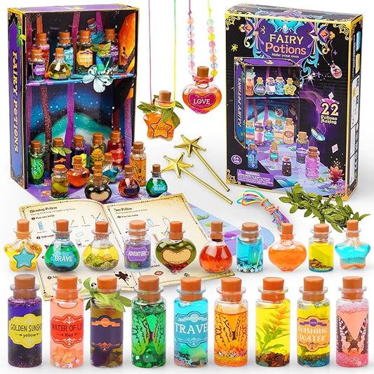 JEEKALO Fairy Potions Kit for Kids, Magic Kids Mix Potion Making kit 22 Bottles, DIY Creative Toy Art Craft Set Christmas Birthday Present for Girls Boys Age 6 7 8 9 10 11 12