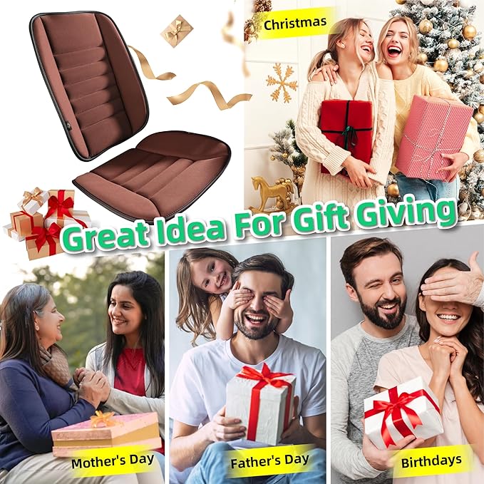 kingphenix Car Seat Cushion with Back Support Pillow: Enhanced Comfort Memory Foam Design for Pain Relief, Ideal for Drivers and Office Use - Ergonomic Lumbar Comfort for Long Sitting - Brown