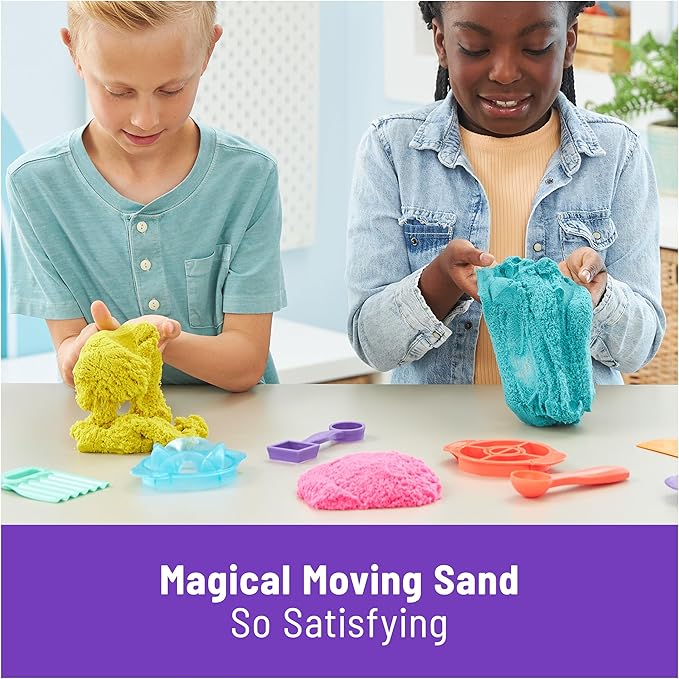 Kinetic Sand, Ultimate Sandisfying Set with 2lbs Play Sand (Pink, Yellow & Teal), 10 Tools & Molds, Sensory Toys for Kids Ages 7 and up