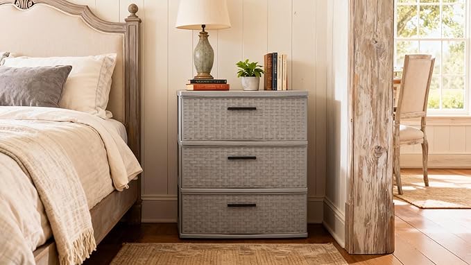 3 Drawer Wide Weave Tower color：Cement