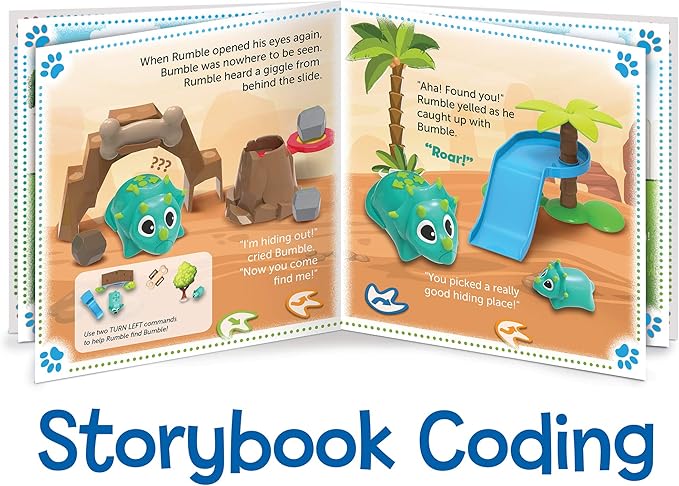 Learning Resources Coding Critters Rumble & Bumble - 23 Pieces, Ages 4+, Educational Learning Games, Screen-Free Early Coding Toy For Kids, Interactive STEM Coding Pet