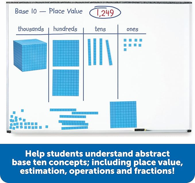Learning Resources Giant Magnetic Base Ten, Magnetic Base Ten, Use with Magnetic Surfaces or Whiteboards, 131 Piece Set