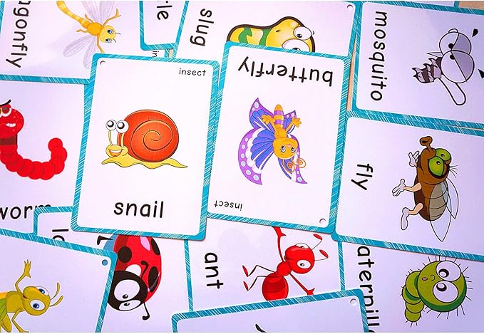 Set of Adjective&Antonym and Insect Flash Cards for Toddlers |Kids Learning Flashcard & Montessori Pocket Cards Toys | Perfect for Pre-K Decor Background Wall Stickers, Teacher/Autism Therapists Tools