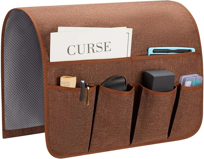 Sofa Armrest Organizer, Remote Control Holder for Recliner Couch, Arm Chair Caddy with 6 Pockets for Magazine, Tablet, Phone, iPad