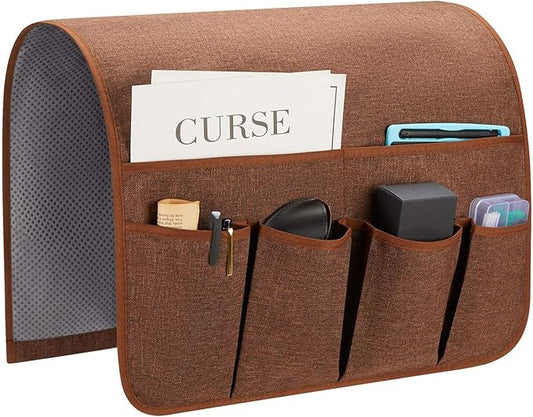 Sofa Armrest Organizer, Remote Control Holder for Recliner Couch, Arm Chair Caddy with 6 Pockets for Magazine, Tablet, Phone, iPad