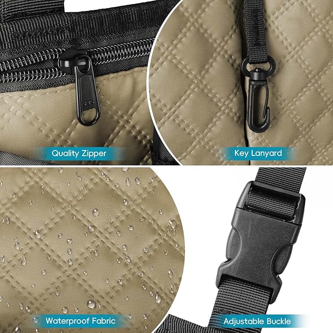 Wheelchair Bag with Cup Holder, Wheelchair Accessories Armrest Side Bag Multi Pockets Pouch for Electric Wheelchairs, Walker, Rollators & Mobility Scooters, Adults, Seniors, Khaki