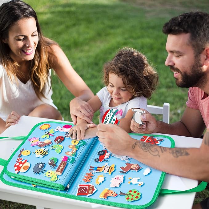 WATINC Portable Board Felt Board Stories Set - 6pack Learning Story Board Gift, Early Educational Travel Storytelling Interactive Play Kit for School Classroom Kids Toddlers (Animals)