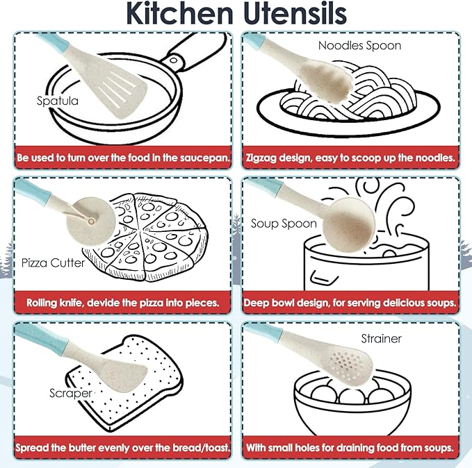 BUYGER Pretend Play Kitchen Accessories Toys Set, Cookware Pots and Pans Cooking Utensils Playset Gifts for 3 4 5 Years Old Kids Girls Boys Toddler