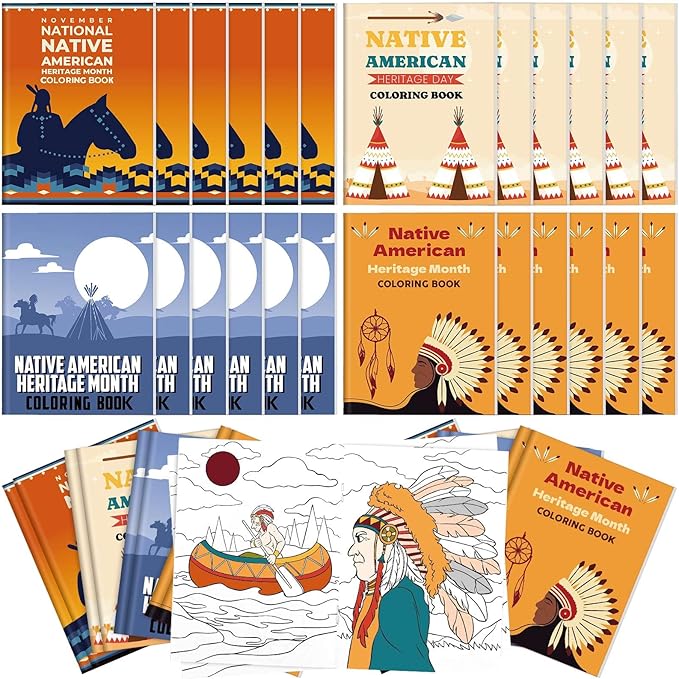 24 Pcs Native American Heritage Month Coloring Book Bulk Heritage Month Coloring Book Heritage Month Western Coloring Book Mini DIY Art Drawing Book for Gifts Party Supplies