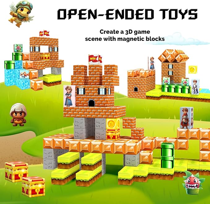 Magnetic Blocks-Building Toys Games Elements,Magnet Toys for Boys & Girls Ages 3-5 5-7 6-8,Creative Montessori Sensory Toys,Fun Birthday Gift for 3+ Years Old