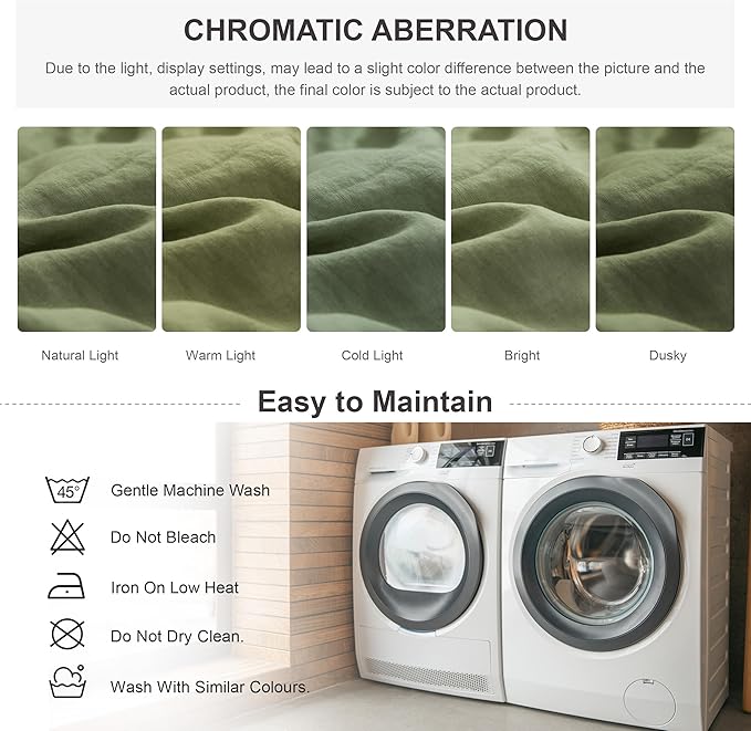 Simple&Opulence 100% Linen Duvet Cover Set, 3 PCS Natural French Flax Sage Green Ruffle Duvet Cover Full Size, Breathable Comfy Linen Bedding Comforter Cover with 2 Pillowcases (Sage Green, 78" X 86")