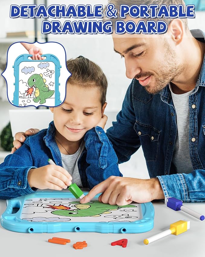 Lehoo Castle Easel for Kids, 4 in 1 Double Sided Kids Art Easel with Magnetic White Board & Chalk Board, Adjustable Standing Toddler Easel with Drawing & Writing Accessories - Gift for Boys and Girls