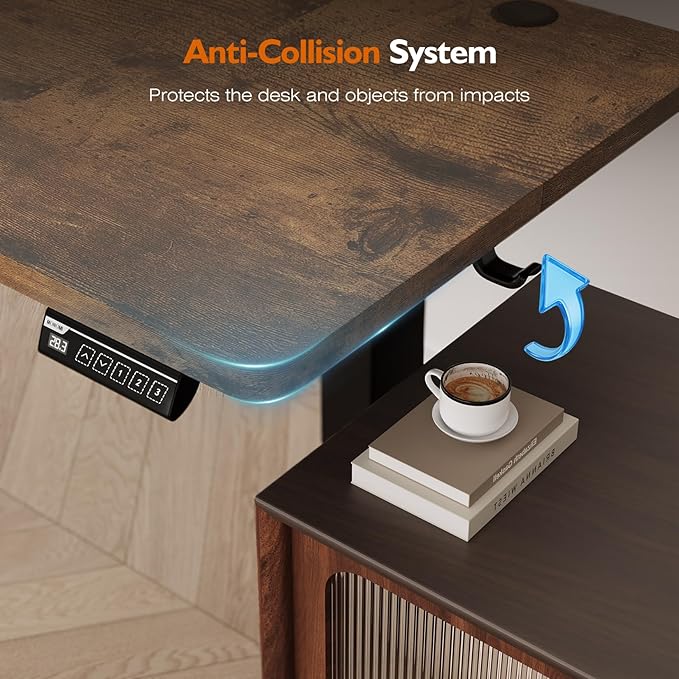 Monomi 59 inch Electric Standing Desk with Memory Preset, Adjustable Height Standing Desk for Home Office & Gaming, Large Computer Desk with Anti-Collision, Rustic Brown