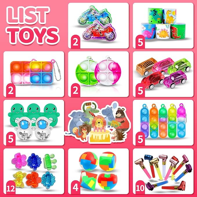 BicMan 150Pcs Party Favors for Kids 3-5 4-8, Fidget Toys Pack, Goodie Bag Stuffers, Carnival Prizes, Treasure Box, Filler Stuffers Toys for Classroom