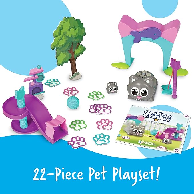 Learning Resources Coding Critters Scamper & Sneaker - 22 Pieces, Ages 4+ Educational Learning Games, Screen-Free Early Coding Toy for Kids, Interactive STEM Coding Pet