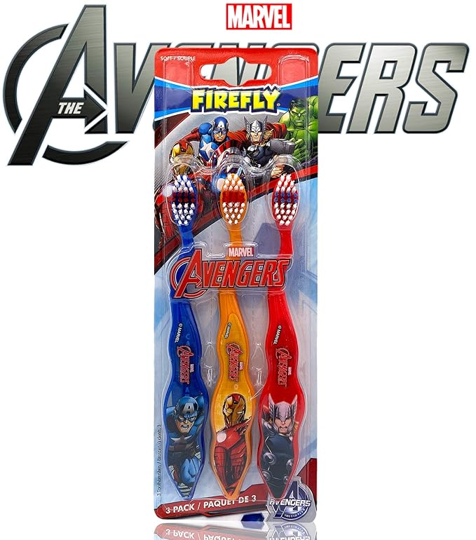 Marvel Avengers Superheroes Soft Bristle Manual Toothbrush Value Set 3 Count, Kids Friendly Designed Grip, Perfect Gifts for Boys Girls by Firefly (Style May Vary)
