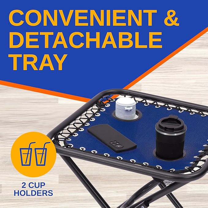 SereneLife Outdoor Zero Gravity Lounge Chair Set with Table – 2 Adjustable Recliners with Cup Holders, Headrest, Steel Frame & Foldable Design for Patio, Pool, Garden, or Camping