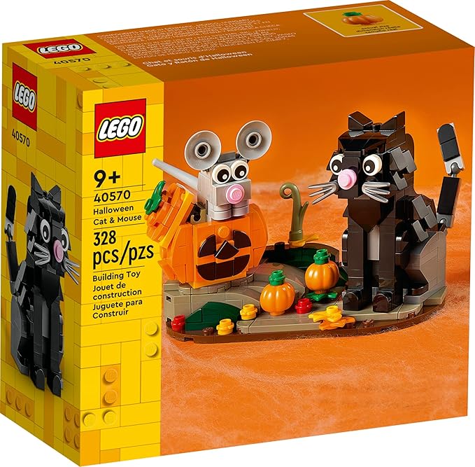 Lego Halloween Cat & Mouse 40570 Building Kit, Whimsical Halloween Décor with Adorable Cat, Mouse, and Pumpkin Toys, Halloween Toy