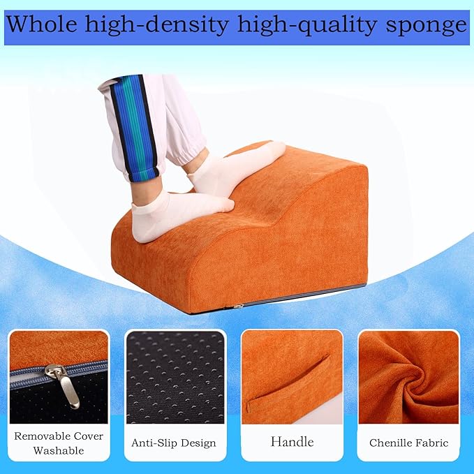 Foot Rest for Under Desk at Work.Multifunctional 3-Tier Foot Stool,with Washable Footrest.for Under Desk,Office Chair Gaming Chair & Sofa,Leg Elevation Pillow,Supports Posture (Orange)