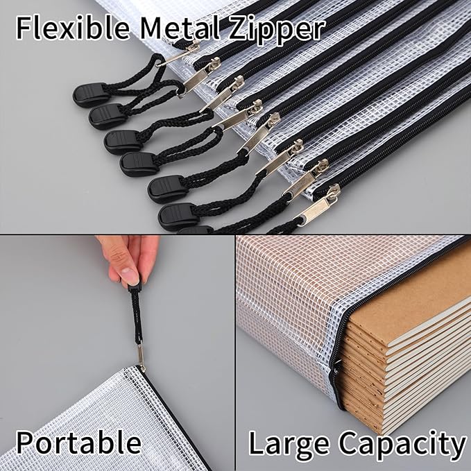 EOOUT 20pcs Mesh Zipper Pouch Bags 8 Size Water Resistant Zipper Bags Plastic Clear Storage Bags for Travel Office Home School Supplies and Board Game Organize