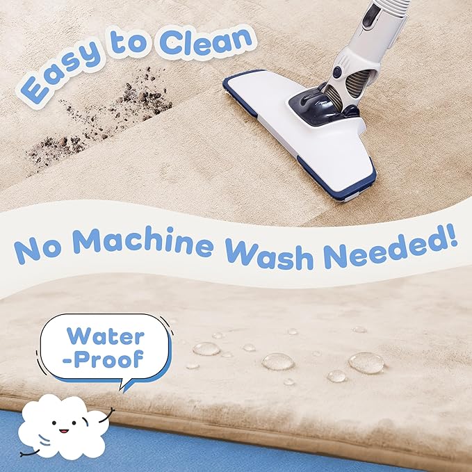 1.3" Thick Baby Floor Play Mat 79x158, Basic Padded Foam Mat for Tummy Time Crawling, Non Slip Cushioned for Babies Toddlers Infants Kids (Beige)