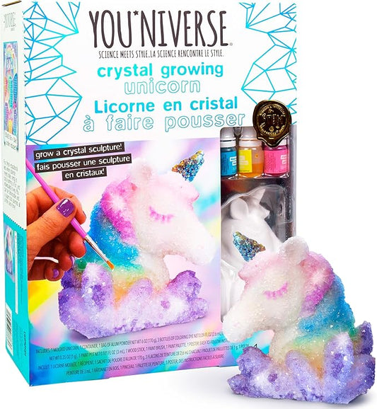 Just My Style Youniverse Crystal-Growing Unicorn by Horizon Group USA, DIY Crystal Growing Kit, STEM Kit, Grow Crystals on a 3D Unicorn Figurine, Includes Container for Crystal Growing, Paints & More