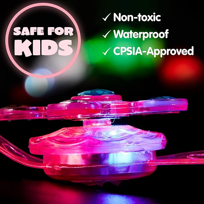 JOYIN 12 Packs Valentine's Day Cards with Light Up Bracelet, Glow in The Dark Party Favors Spinner Glow Bracelets Fidget Toys with Cards for Kids Valentine Party Favors Classroom Exchange Prizes