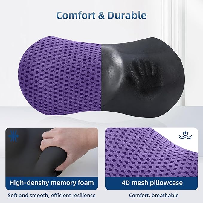 Lumbar Pillow, Memory Foam Lumbar Support Pillow for Office Chair and Car Seat, Ergonomic Streamline Back Pillow for Lower Back Pain Relief, Back Support Pillow for Sitting, Driving, Traveling