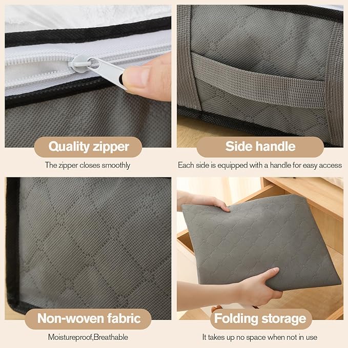 90L Under Bed Storage Containers, Closet Organizers and Storage Bins, Foldable Underbed Storage Bags for Blanket, Clothing, Comforter, Sweaters, Pillows, Linen Sheets, Wrapping Paper,black