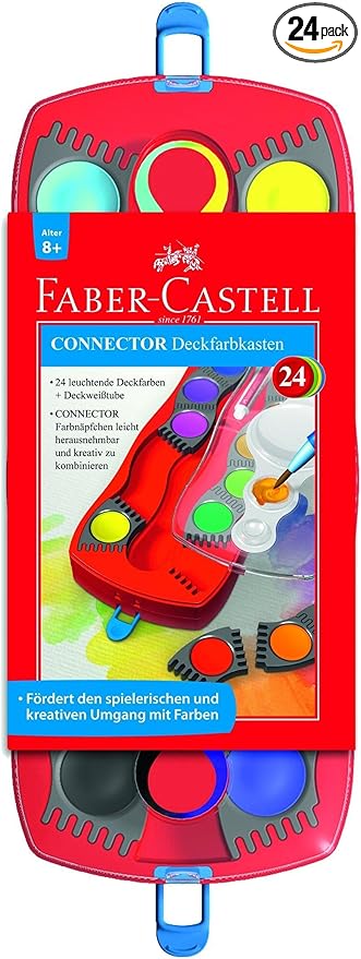 Faber-Castell Connector Watercolor Paint Set for Kids - 24 Water Paints, Watercolors Paint for Kids Ages 6-8+, 0.04 Ounce (Pack of 24)