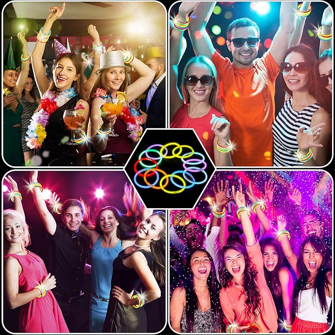 325 Pcs Glow in the Dark Party Supplies,Light Up Party Favors With 300 Pcs Glow Sticks Bracelets & 25 Pcs LED Glasses,Neon Party Favors for Glow Party Wedding Concert Halloween Raves Birthday