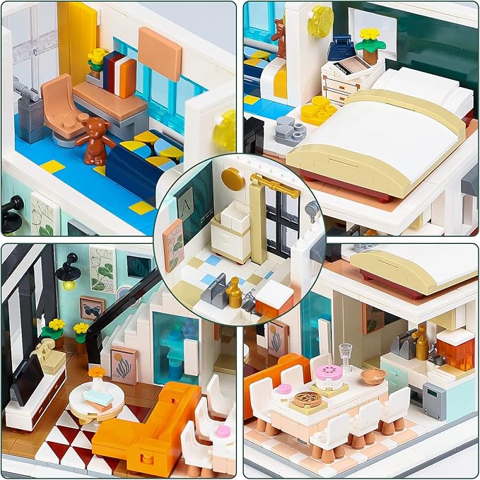 Friends Duplex Apartment Building Block Sets, Mini Modern Dream House Collectible Display Modular Home Cottage Decor Bricks Kits Birthday Gifts Ideas for Adults Teens 8-12 14+ (1167 PCS)