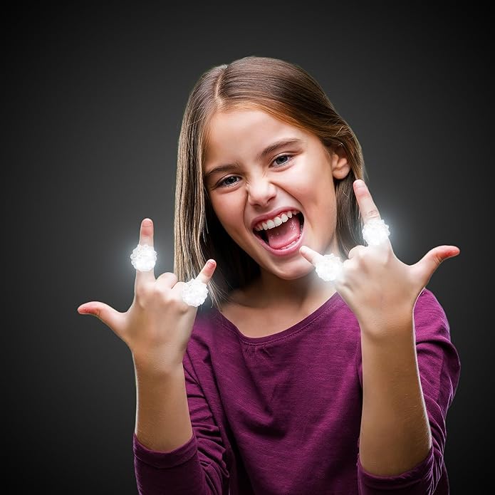 24-Pack - LED Light Up Jelly Bumpy Rings - Fun and Colorful Bulk Pack Party Favors