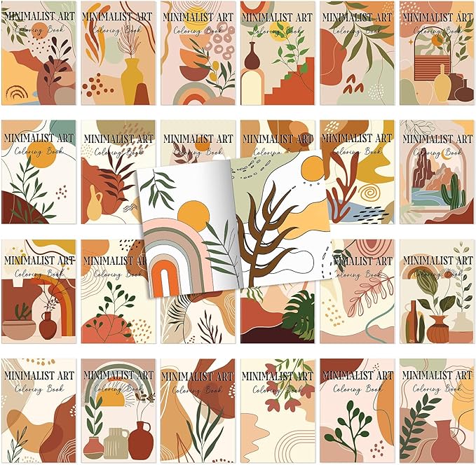 Coloring Book for Adult Coloring Book Bulk, DIY Art Coloring Book for Adult Drawing Book with Flower Words for Party Favors Goodie Bag Filler(24 Pcs,Minimalist)