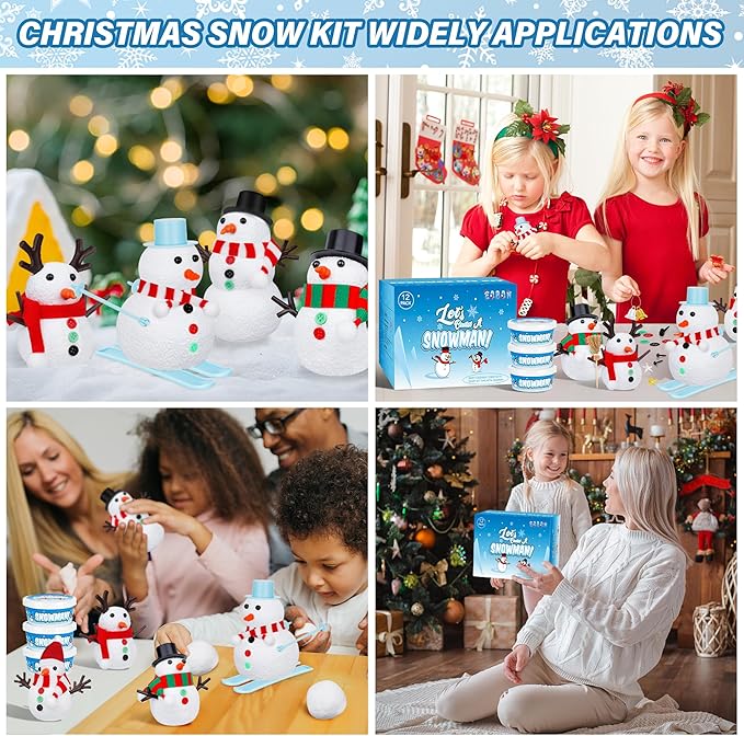 24 Pack Build a Snowman Kit, Christmas DIY Snowman Crafts for Kids Bulk, Snowman Kit Winter Decorations Indoor, Creative Kids Air Dry Clay Modeling Crafts Kit for Christmas Kids Gifts Favor Supplies