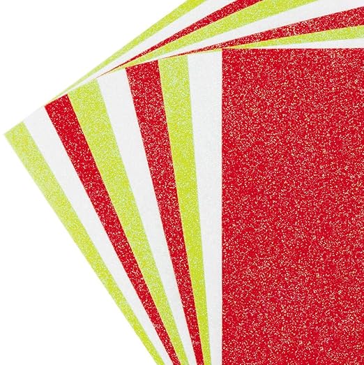 Baker Ross AX295 Christmas Glitter Felt Sheets - Pack of 10, Creative Art Supplies for Kids, Seasonal Crafts and Decorations