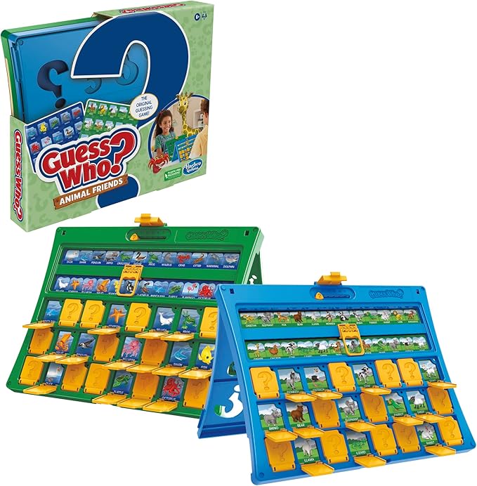 Hasbro Gaming Guess Who? Animal Friends Game | 2 Double-Sided Animal Sheets | 2-Player Board Games for Kids | Back to School Gifts | Ages 6+ (Amazon Exclusive)