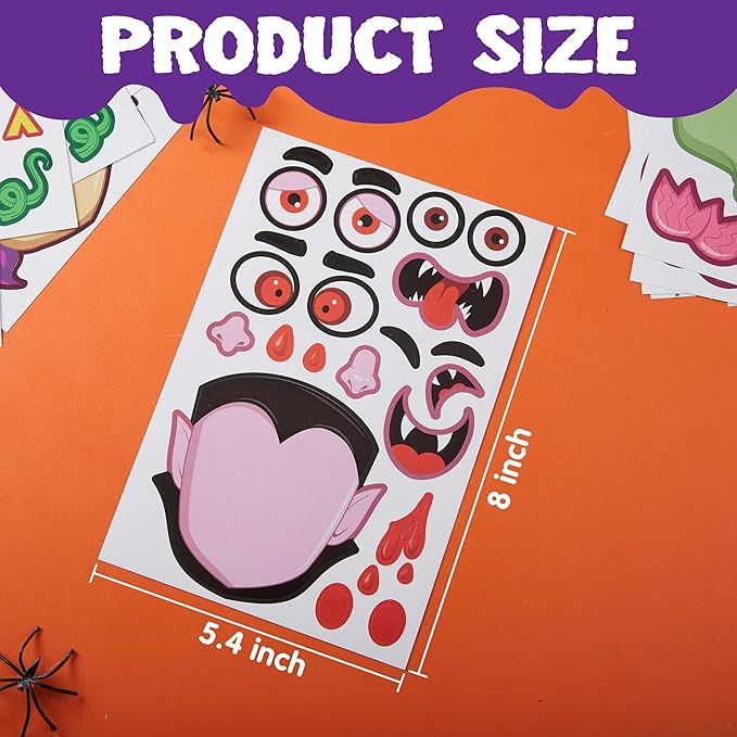 JOYIN 30 Pcs Halloween Make a Face Stickers for Kids, Halloween Party Favor, Party Craft Supplies, Fall Sticker Sheets with 6 Different Facial Expression, Classroom Art Activities Treat Games Goodies
