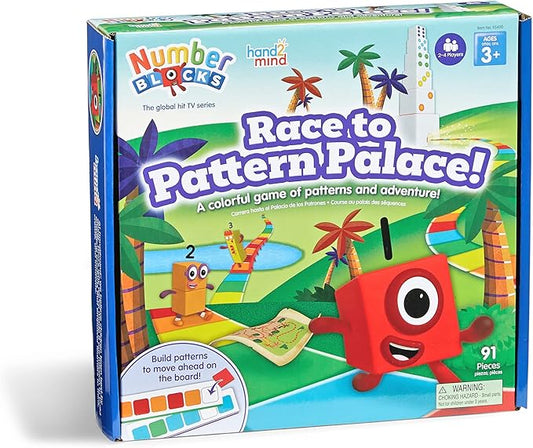 hand2mind Numberblocks Race to Pattern Palace! Board Game, Educational Board Games, Numbers for Toddlers, Math Toys for Kids 3-5, Preschool Learning Activities, Birthday Gifts for Kids
