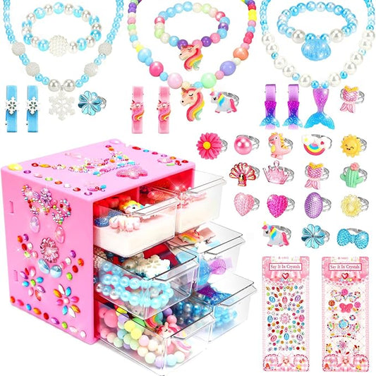Jewelry Toys-for-Girls,Toddler Girls Toys Age 6-8,Lovely Rings Kids-Toys for 3 4 5 6 7 8 9 10 Year Old Girls,Play Jewelry Princess Toys for Dress Up,Easter Birthday Unicorns-Gifts-for-Girls