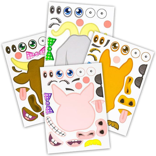 24 Make A Barnyard Farm Animal Stickers - Great Zoo Themed Birthday Party Favors - Fun Craft Project for Children 3+ - Let Your Kids Get Creative & Design Their Favorite Animal Sticker!