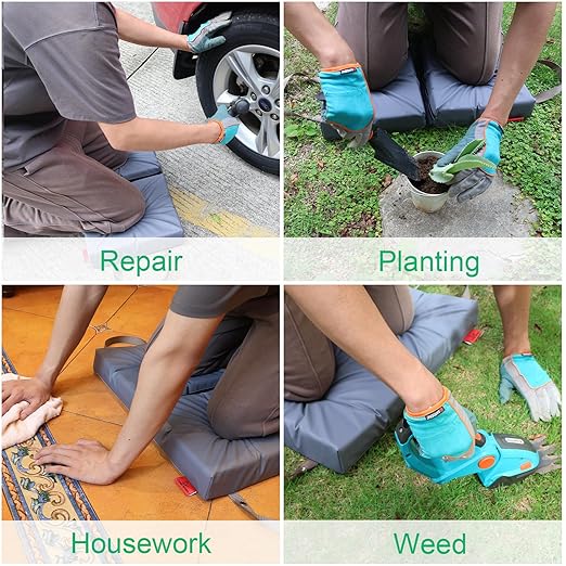 Extra Thick Soft Kneeling Pad for Men and Women, Waterproof Gardening Pads with Memory Foam, Yoga or Exercise Cleaning Knee Cushion, Collapsible Kneeling Mat Non-Slip Bottom, Garden Gifts Light Grey