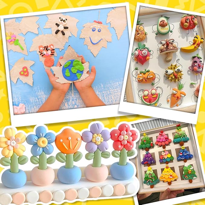Air Dry Clay, 36 Colors Safe & Non-Toxic, Super Light Magic Clay with 3 Sculpting Tools, Non-Sticky, DIY Modeling Clay for Boys & Girls, Ideal Art Crafts Gift for Kids and Adults