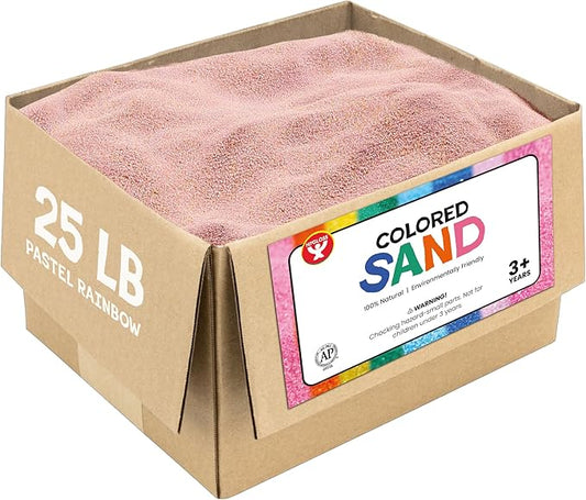Hygloss Colored Play Sand – 25 lb Pastel Rainbow Craft Sand for Sand Art, Christmas Decorations, DIY Projects, Classroom Activities, and Plant Décor – Fine, Non-Toxic Sand, Safe for Kids Ages 3+